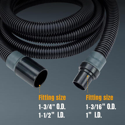 POWERTEC 70175 10 Ft. Dust Collection Hose Kit with 5 Fittings for Woodworking Power Tools Home and Wet/Dry Shop Vacuums