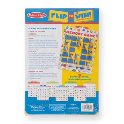 Melissa & Doug Flip to Win Travel Memory Game - Wooden Game Board, 7 Double-Sided Cards