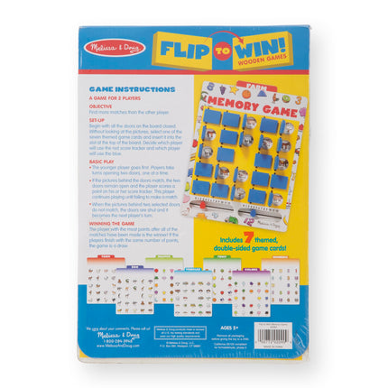 Melissa & Doug Flip to Win Travel Memory Game - Wooden Game Board, 7 Double-Sided Cards