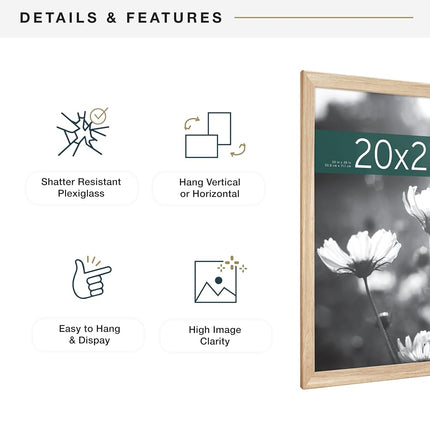 MCS Studio Gallery Classic 20x28 Poster Frame Natural Woodgrain, Vertical & Horizontal Wall Hanging Large Picture Frame for Photos, Posters & Art Prints (1-Pack)