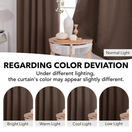 Deconovo Back Tab and Rod Pocket Blackout Curtains, Thermal Insulated Window Curtain Set - Blackout Panels for Bedroom, 52x63 Inch, Brown, 2 Panels