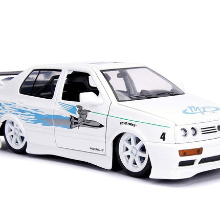 Jada 253203025 The Fast And The Furious 1:24 F&F Jesses VW Jetta, White/Blue