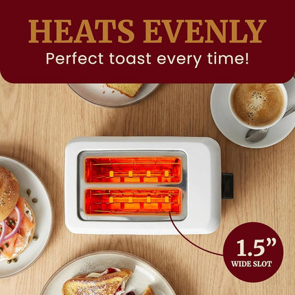 Tostadora de tacto frío Elite Gourmet ECT-1027#, 7 ajustes de tostado, funciones de cancelación, bandeja recogemigas deslizable, ranuras extra anchas de 1.5" para bagels, gofres, panes especiales, hojaldre, aperitivos, blanco