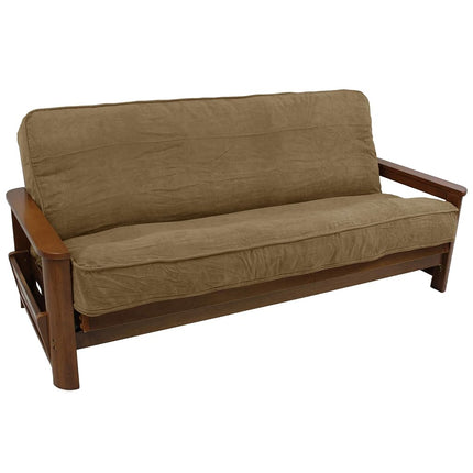Housse de futon Blazing Needles Solid Microsuede à double passepoil de 20 à 23 cm, format double, Java