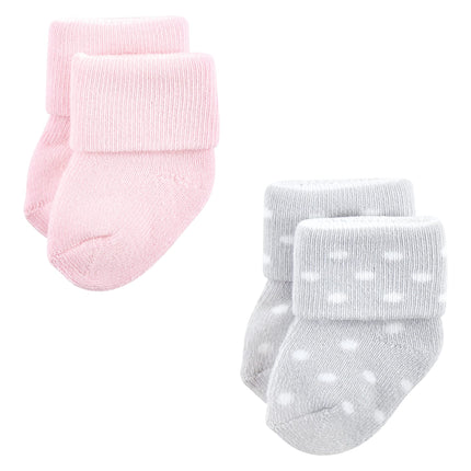 Luvable Friends Women's, Pink Black Ballet 12-Pack, Unisex Newborn and Baby Terry Socks, 0-6 Months, XX-Large (Pack of 12)