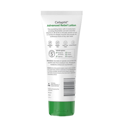 CETAPHIL Body Lotion by, Advanced Relief Lotion with Shea Butter for Dry, Sensitive Skin, NEW 8 oz Pack of 3, Fragrance Free, Hypoallergenic, Non-Comedogenic