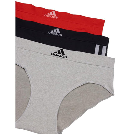 adidas Women's Seamless Brief Panties 3-Pack, Blk/Mhg/Vivdred, S