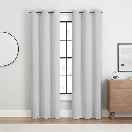 Eclipse Andover Solid Tripleweave Thermal Blackout Grommet Curtains for Bedroom (2 Panels), 42 in x 95 in, White