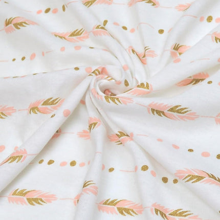 American Baby Company Lot de 2 draps-housses imprimés 100 % coton jersey pour berceaux et matelas pour tout-petits standard, or scintillant/plumes roses/flèches, pour filles