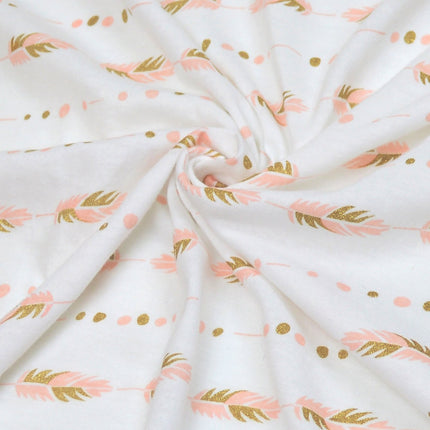 American Baby Company 2 Pack Printed 100% Cotton Jersey Knit Fitted Crib Sheet for Standard Crib and Toddler Mattresses, Sparkle Gold/Pink Feathers/Arrows, for Girls