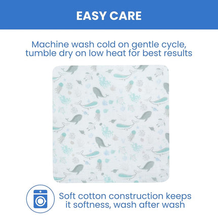 Delta Children Fitted Crib Sheets for Girls and Boys - 100% Organic Cotton Crib Sheet for Standard Crib and Toddler Mattresses - 28x52 Inch - GOTS Certified (Pack of 3), Sea Life