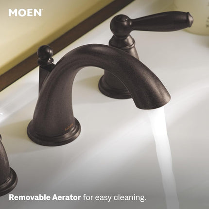 Moen Brantford Oil-Rubbed Bronze Two-Handle High Arc Widespread Bathroom Sink Faucet for 3-Hole Setups with Valve Included, TV6620ORB