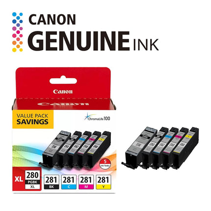 PGI-280 XL/CLI-281 BKCMY 5 Color Value Pack