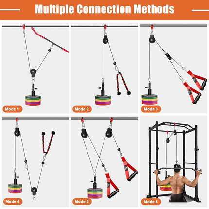 SERTT Cable Pulley System Gym, Tricep Workout Pulley System for Lat Pulldown, Biceps Curl, Triceps, Shoulders, Back, Forearm Workout, Home Gym Weight Pulley System for Squat Rack, Garage