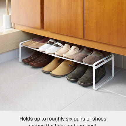 Yamazaki Home Adjustable Shoe Rack-Spacesaving Storage Solution, One Size, White