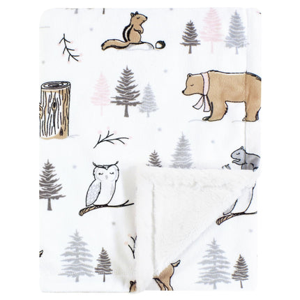 Hudson Baby Unisex Baby Plush Blanket with Furry B