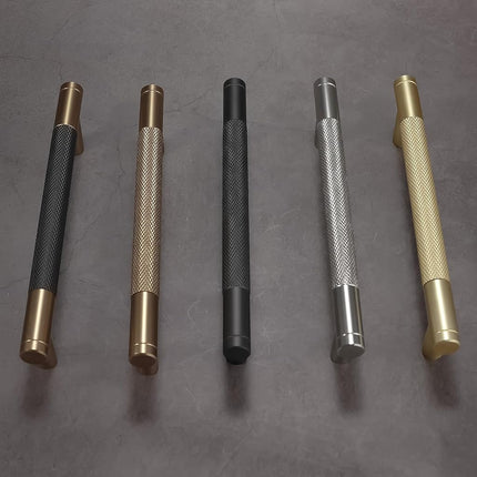 BUKOBYHE 10 Pack 3.75Inch Black and Champagne Bronze Kitchen Cabinet Handles Knurled Cabinet Pulls Black Drawer Pulls Kitchen Hardware