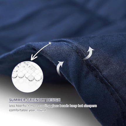 YnM Exclusive Cotton Weighted Blanket, Fall Asleep Faster and Sleep Better, 100% Oeko-Tex Certified Material with Glass Beads (Navy, 152cmx203cm, 7.7kg), Suit for One Person(75~80kg) Use on Queen Bed