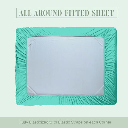 Elegant Comfort 1500 Premium Hotel Quality 18-24 Inches Deep - Extra Deep Pocket Single Fitted Sheet for High Mattress, Luxury and Softest, Smart Pocket - Wrinkle Free, Full, Paradise Teal