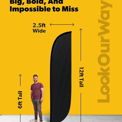 LookOurWay Black Feather Flag, 12'