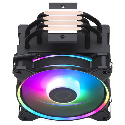 Cooler Master Hyper 212 Halo CPU Air Cooler - Jet Black Aluminium Finish, 4 Continuous Direct Contact Heat Pipes with Fins, MF120 Halo2 ARGB Fan, ARGB Auto Detect, LGA1700 & AM5 Brackets - Black
