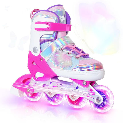 Kids Inline Skates for Girls Boys - Rose Red Blade