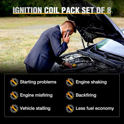 Nilight Ignition Coil Pack UF413 Fit for Chevy Silverado 1500 2500 HD Tahoe Suburban Avalanche Express Corvette Camaro Impala GMC Yukon Cadillac Escalade Pontiac 5.3 6.0L V8 Engine#OE 12611424(8 Pcs)