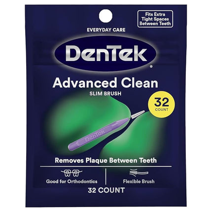 Dentek Slim Brush 32 Count Deep Clean Tight Teeth (6 Pack)