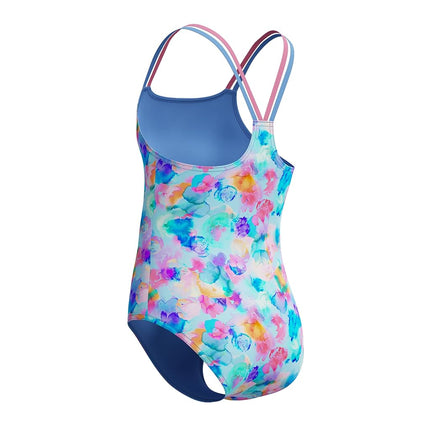 Speedo Girl's UV Protection Swimsuit One Piece Thin Straps - Watercolor Garden, Size 14
