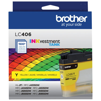 Cartouche d'encre jaune Brother Genuine LC406Y Standard Yield INKvestment Tank