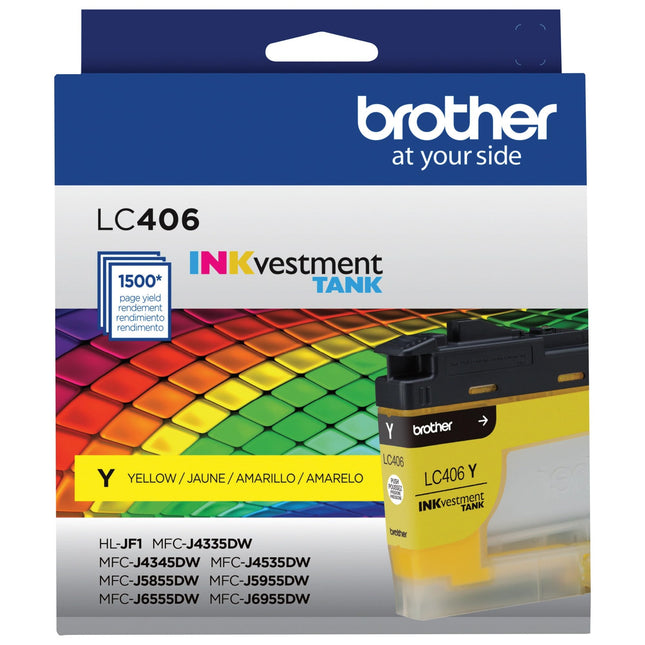 Cartucho de tinta amarillo de rendimiento estándar Brother original LC406Y para tanque INKvestment