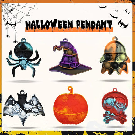 GooKit 36 Pack Halloween Mini Pop Push It Keychain Fidget Toys, Halloween Decorations Mini Pop Push It Bubble Fidget Sensory Toys, Halloween Stuffers, for Kids