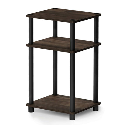 Furinno JUST Side Table, 3-Tier End Table, Open Shelves Night Stand, Bedside Table, Toolless Assembly, for Living Room, Bedroom, Columbia Walnut