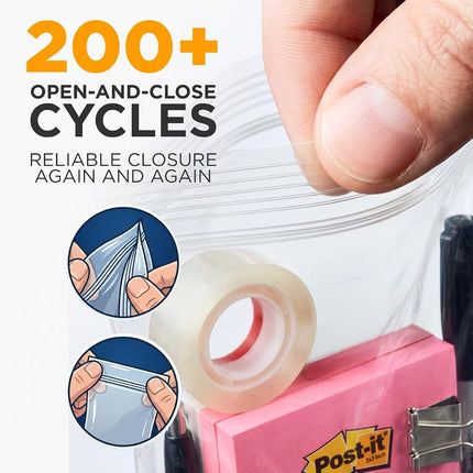 Paclord Large 13" x 18" Gallon Reclosable Poly Zip Seal Lock Bag 4 Mil Thickness, 20 Clear Resealable Bags with Extra Durability, Waterproof and Airtight Heavy Duty Bags