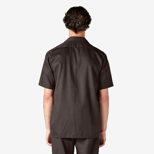 Dickies Mens Short-Sleeve Work Shirt, XXT, Dark Brown
