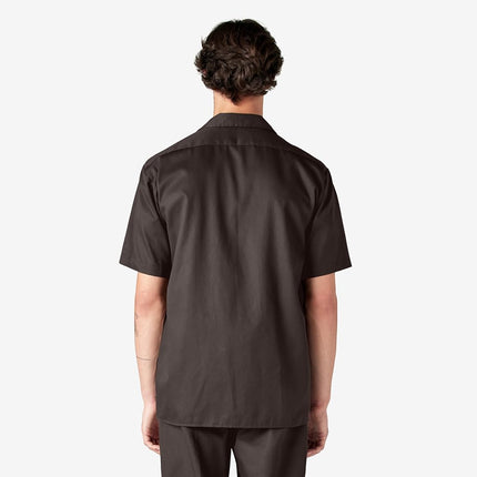 Dickies Mens Short-Sleeve Work Shirt, XLT, Dark Brown