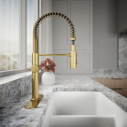 Kohler K-22973-2MB Crue Kitchen Sink Faucet, Brushed Modern Brass, XXX-Large