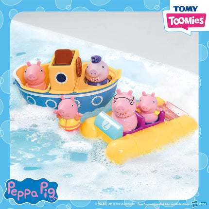 Tomy E73453 Toomies Boat Adventure Set with Peppa Pig - Bath Toys Collection - Grandpa Pig's Boat - Pedalo - Plus 5 Sprinkler Characters - From 18 Months, Multi-Coloured