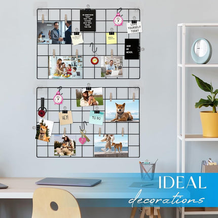 CIKLCIX Wire Wall Grid Panel Set of 2, Photo Display Board & Memo Board