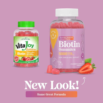 21st Century Vitajoy Biotin Gummies, Strawberry, 120 Count