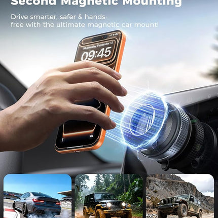 MRGLAS 2026 Upgraded Vacuum Magnetic Phone Holders for Your Car 360° Adjustable Absorption Magnetic Bracket 98LBS Magsafe Suction Cup