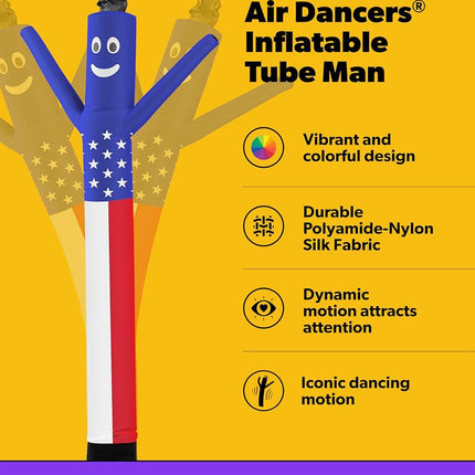 LookOurWay American Flag Themed Air Dancers Inflatable Tube Man Attachment, 10-Feet (No Blower)