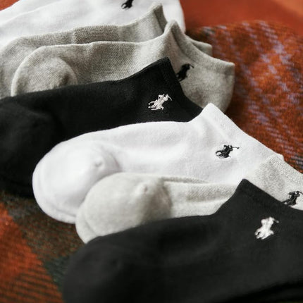 POLO RALPH LAUREN womens Performance Cotton Low Cut Socks - 6 Pair Pack - Breathable Mesh & Sport Cushioning, Soft Pink, 3.5-9 UK