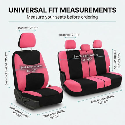 FH Group Automotive Seat Covers Pink Universal Fit Bucket and Bench Cover fits most Cars, SUVs, and Trucks (Full Set Airbag Compatible with Split Bench) FB030PINK115