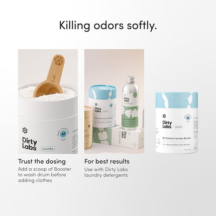 Dirty Labs | Scent Free | Bio Enzyme Laundry Booster | 48 Loads (1 lb) | Hyper Concentrated | High Efficiency & Standard Machine Washer | Nontoxic, Biodegradable | Stain & Odor Removal Enzyme Boosters