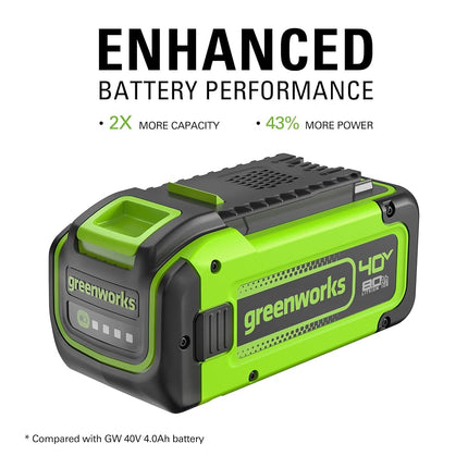 Greenworks 40V (165 MPH / 660 CFM / 75+ Compatible Tools) Cordless Brushless Backpack Leaf Blower, 8.0Ah Battery and Charger Included, Green