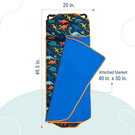 Alfombrilla Wildkin acolchada para siestas para niños – Microfibra suave con almohada y correas elásticas para la escuela y viajes - Dinosaurios jurásicos