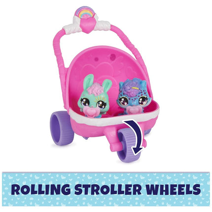 HATCHIMALS Alive, Hatch N’ Stroll Playset with Pushchair Toy and 2 Mini Figures in Self-Hatching Eggs, Kids’ Toys for Girls and Boys Aged 3 and up