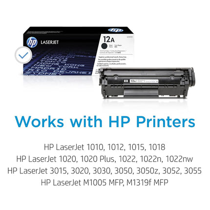 HP Q2612A 12A Original LaserJet Toner Cartridge, Black, Single Pack