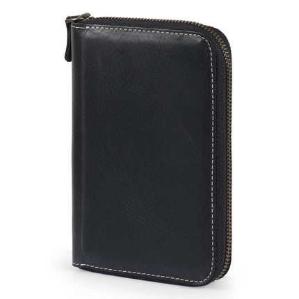 Londo Genuine Leather Padfolio with Pencil Holder Notepad and Zipper Closure - Black